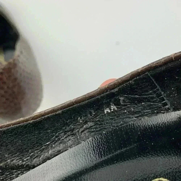 Canessa womens heels size 8 AA brown snakeskin bow vintage 80s - Picture 14 of 15